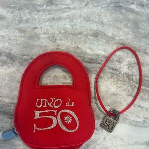 UNO de 50 Silver Plated Charm with Zipper Pouch
